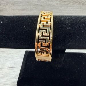 Gold Tone and Black Geometric Bracelet